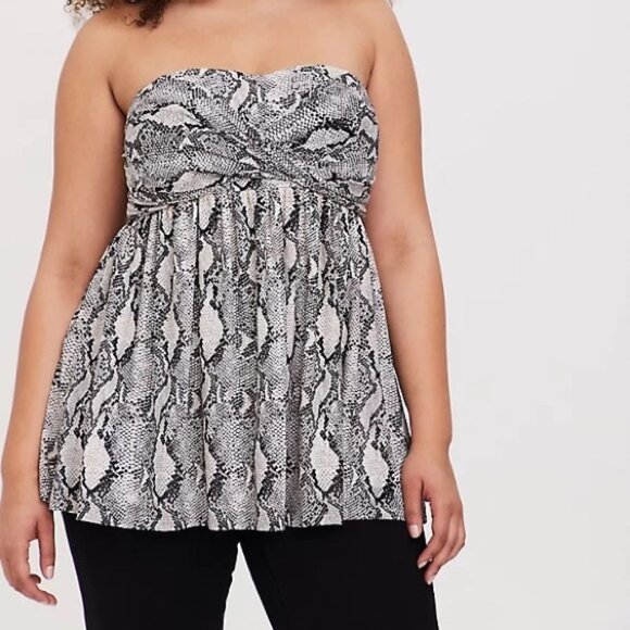 Torrid Womens Strapless Top Plus Size 5X Snakeskin Empire Lined Stretch Tube - Picture 2 of 9